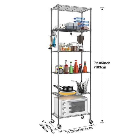 Heavy Duty 6 Tier Wire Shelving Unit Built For Badass Home Garage Organization With Smooth Rolling Casters And Fully Adjustable Levels Durable Black Storage Rack