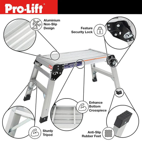 Heavy Duty Aluminum Step Ladder And Portable Workbench With Non Slip Platform Folding Stepstool Built Tough To Handle Four Hundred Pounds Without Breaking A Sweat For Auto Detailing And Handyman Projects