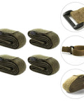 Heavy Duty Ratchet Luggage Straps Four Pack Adjustable Tie Down Belts For Camping Gear Rock Solid Grip On Duffels And Travel Bags. Rolled green straps.