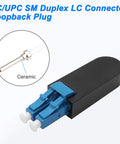 Duplex LC UPC Fiber Tester Loopback Plug For 9 By 125 Micron Singlemode Fiber Optic Cables with ceramic ferrules and blue housing