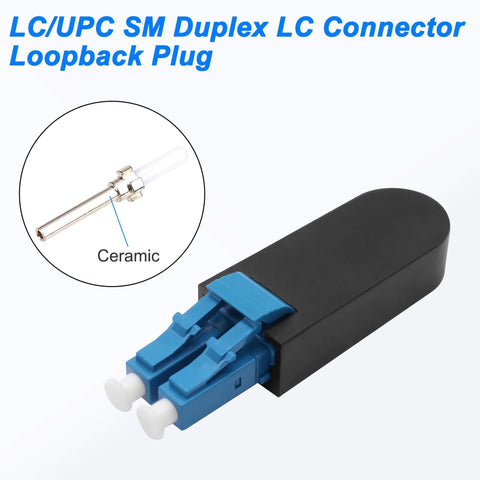 Duplex LC UPC Fiber Tester Loopback Plug For 9 By 125 Micron Singlemode Fiber Optic Cables with ceramic ferrules and blue housing