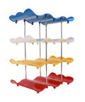 Go-To Four-Tier Stackable Cup Organizer With Wave Shape Bottle Rack in red, yellow, white, blue for kitchen counter or RV