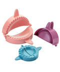 Three Size Dough Press Set in vibrant colors for dumplings, empanadas, pastries, turnovers, hand pies, and meat pies with easy grip handles.