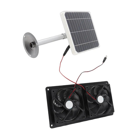 20W Solar Powered Exhaust Fan Kit With Easy Install Bracket For Chicken Coops, Greenhouses, Sheds And Pet Houses, Dual Fan System For Fast Hot Air And Odor Removal Using Direct Sunlight