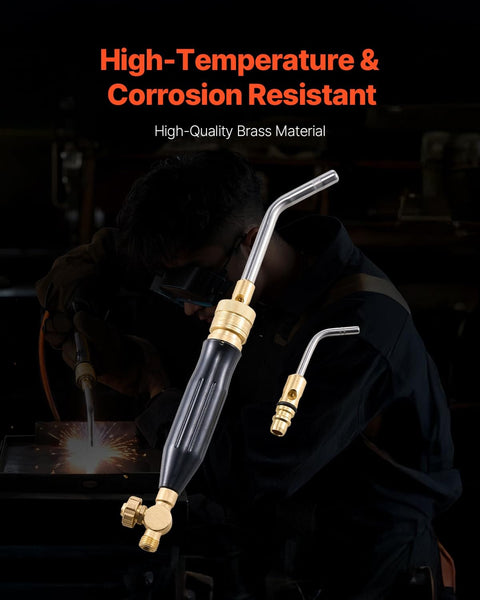 Air Acetylene Torch Kit With 149 Inch Hose, Two Welding Tips, CGA200 Regulator And Torch Handle in use, brass material