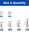 500-Piece Stainless Steel Nuts And Bolts Kit With Flat Washers And Phillips Pan Head Screws, M2 Metric Set In 6mm 8mm 12mm 16mm Lengths