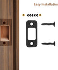 2 Piece Deadbolt Strike Plate Set With Large Hole, Round Corner 1 Inch By 2 And A Quarter Inch Stainless Steel Door Back Plate In Black, Includes Screws, Upgraded Restorer For Easy Install, Waterproof And Rustproof For Beefed Up Security