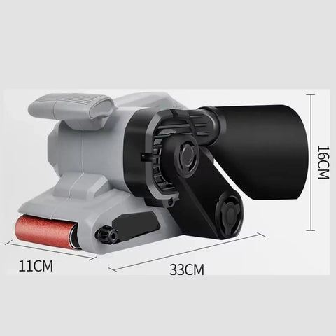 Heavy Duty Portable Tabletop Belt Sander And Polisher with 810W motor, dimensions 33cm x 16cm x 11cm for woodworking and rust removal.