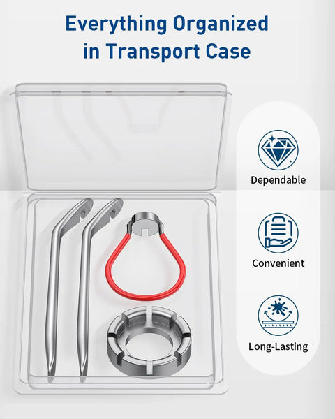 Your Go To Bike Spoke Tool Kit With 2 Tire Levers, Universal 6 Size Spoke Wrenches in clear transport case, durable design