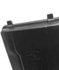 Heavy Duty Fuse Box Cover Compatible With Gmc Sierra Chevy Silverado 1500 2500 Hd 3500 Hd 2014 Through 2019 Replaces Oem 23174030 showing top view with mounting tabs.