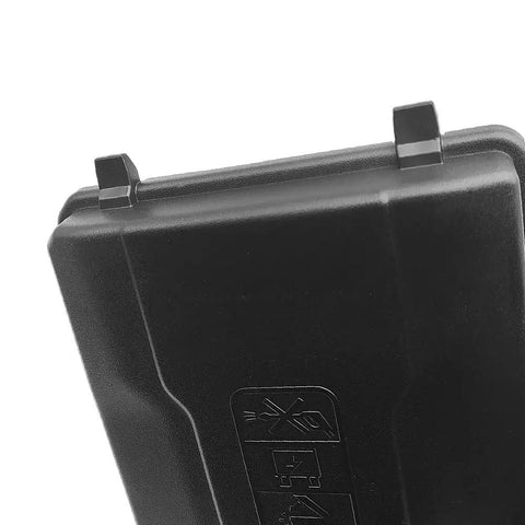 Heavy Duty Fuse Box Cover Compatible With Gmc Sierra Chevy Silverado 1500 2500 Hd 3500 Hd 2014 Through 2019 Replaces Oem 23174030 showing top view with mounting tabs.