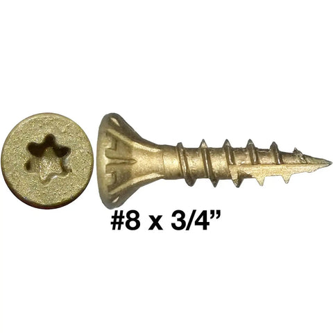 8 By 3/4 Inch Bronze Coated Exterior Wood Screws ACQ Compatible All Weather Workhorse Multipurpose Self Countersinking Torx Drive