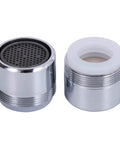 Top Shelf Chrome Faucet Aerators Two Pack, solid dual thread nozzles with mesh screens for sinks and tubs.