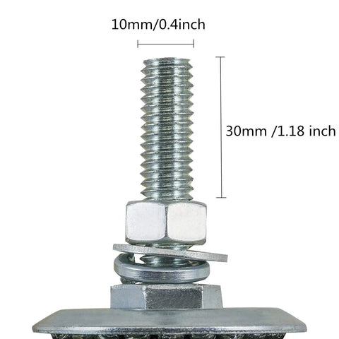 Close-up of M10 threaded stem for 3 Inch Swivel Caster Wheels, measuring 10mm x 30mm, suitable for heavy-duty applications.