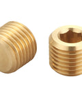 Brass Pipe Fitting Hex Countersunk Plug One Quarter Inch NPT Male Half Inch Outer Diameter Threads Ten Pack Easy Hex Drive