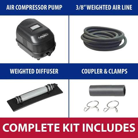Complete Pond Aeration Kit For Backyard Ponds Up To 3000 Gallons And Four Feet Deep Includes Diaphragm Air Pump Air Line And Submersible Diffuser Stick