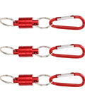 Set of three powerful magnetic keychains with aluminum alloy quick release buckle in red, lightweight portable key holder for easy access to tools, bags, and EDC essentials.
