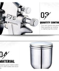 Heavy Duty F-75 Spray Gun With Aluminum Cup And Silver Handle For Car Auto Bodywork Or Furniture Painting Adjustable Nozzle Control close-up of quantity control knobs and metal cup