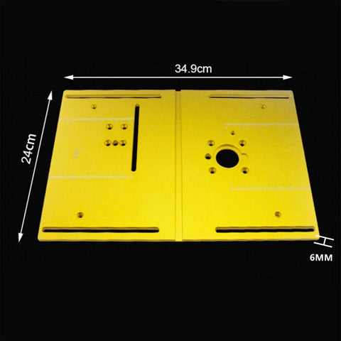 Pro Grade Router Table Insert Plate Workbench Upgrade Kit For Table Saw Wood Router Milling Base Universal Trim Tool Mount Built Tough Shop Ready Accessory, yellow aluminum insert plate 34.9cm x 24cm.