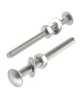 Eight Piece Stainless Steel Carriage Bolt Kit With Quarter Twenty Bolts, Hex Nuts And Flat Washers, Full Thread Square Neck Fasteners