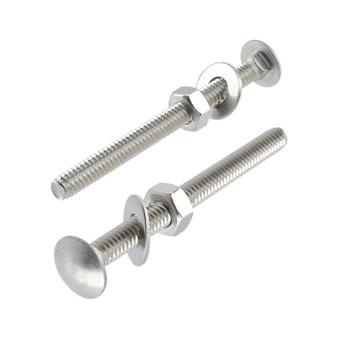 Eight Piece Stainless Steel Carriage Bolt Kit With Quarter Twenty Bolts, Hex Nuts And Flat Washers, Full Thread Square Neck Fasteners