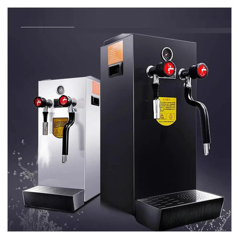 Heavy Duty Commercial Steam Boiler For Bubble Tea Shops Automatic Electric Hot Water Heater Plug And Play Quick Start Silver Finish in dual color.