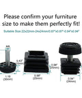 Adjustable Square Leveling Feet For Home Furniture And Appliances 25 Mm Insert Set Of Four Heavy Duty Stabilizers dimensions and suitability guide