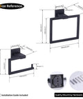 Matte Black Stainless Steel Bath Accessory Set 2 Piece Toilet Paper Holder And Towel Ring SUS304 Rustproof Contemporary Modern Finish