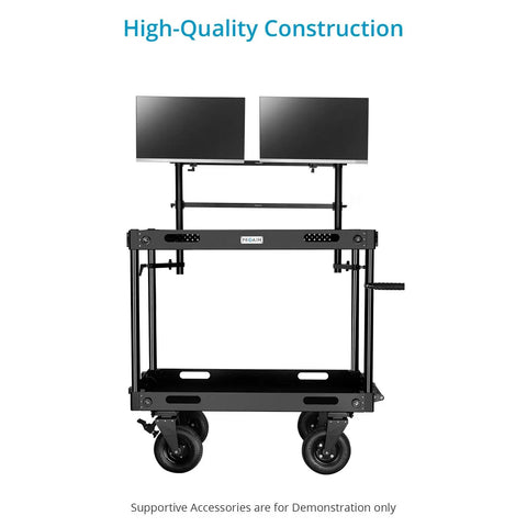 Heavy Duty Multi Monitor Cart Mount With Standard Baby Pin Connector Rock Solid Build Handles Sixty Pounds Like A Boss For Broadcast Pros And Location Shoots Ready To Roll
