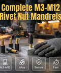Carbon Steel Rivet Nut Tool Set for DIYers and Auto Repair Pros, 77 Pieces Rivnut Kit with M3 to M12 Mandrels, threaded inserts in use