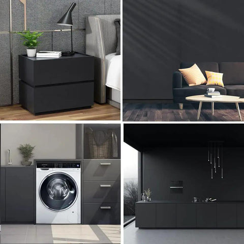 Modern interiors with Black Self Adhesive Contact Paper Wallpaper 35.4 X 120 Inches Waterproof Gloss PVC Vinyl Oil Resistant