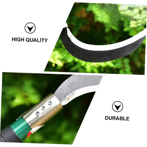 Close-up of Two Pack Manganese Steel Reaping Hook Weeding Sickle With Ergonomic Short Handle showing blade quality and durability.