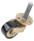Solid Brass Caster Wheels 4pcs Silent Bearing Furniture with black rubber wheel and metal mounting screw.