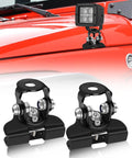 Universal Led Light Bar Hood Mounts Nondestructive Installation 304 Stainless Steel Black Finish on red vehicle