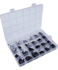 Pro Grade E Clip And C Clip Assortment Kit with 324 pieces of 304 stainless steel external retaining rings in a plastic organizer case