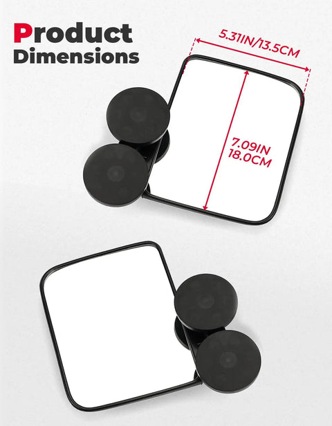 Heavy Duty Magnetic Tractor Side Mirrors With 114 Lbs Each, showing dimensions of 7.1 x 5.3 inches