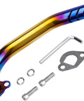 Exhaust Pipe Header Kit for 212cc Predator Non Hemi and 196cc KT196 mini bike engines with screws, gasket, and wrench