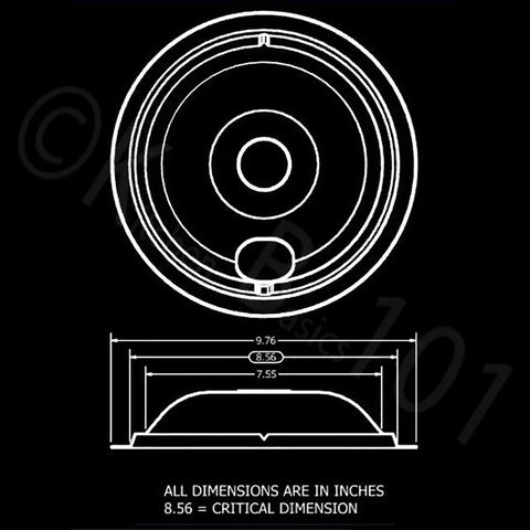Dimensional diagram of Porcelain Drip Pan Replacement Kit For GE Ovens Includes Three 6 Inch WB31M20 Pans And One 8 Inch WB31M19 Style B