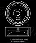 USA Made Porcelain Cooktop Drip Pan Replacement Set For GE 6 Inch And 8 Inch Pans Four Piece Kit technical drawing with dimensions
