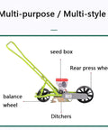 Diagram of Handheld Manual Seed Sower For Vegetables With Precise Sowing, Adjustable Depth From 0 To 5 Cm, And Row Spacing