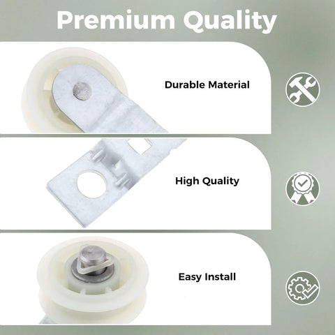 Durable Dryer Idler Pulley With Bracket Replacement Part For Whirlpool And Kenmore, showing durable material and easy installation