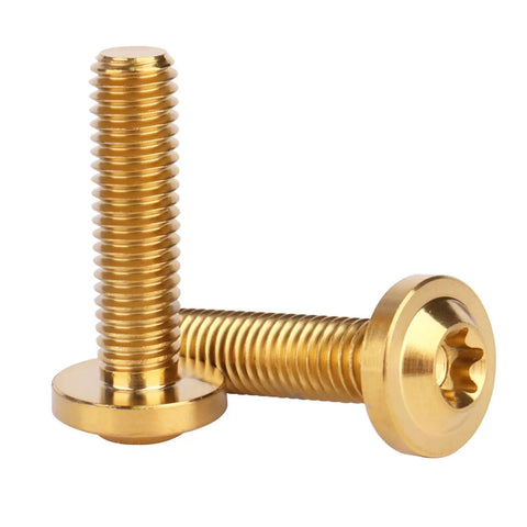 Top-Shelf Grade 5 Titanium M8x30mm Torx Head Bolts Screw Pack, Gold Anodized Fasteners For Custom Whip Mods And Slick Automotive Builds, High-Octane Strength, T40 Torx, Set Of Four.