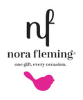 Brand logo for Nora Fleming with tagline 'one gift. every occasion.' featuring a stylized bird design.