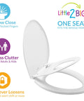 2 In 1 Elongated Toilet Seat With Built In Toddler Potty Training Seat Slow Close Easy To Install White Made In USA