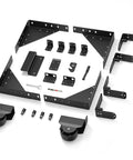 Beefy Sliding Gate Hardware Kit For Wooden Gates With Anti Sag Brackets And Adjustable Roller Guide Heavy Duty Outdoor Gate Set With Latch Pull Handle Magnetic Drill Bit Fits 1 To 2 Inch Thick Gates, black steel parts laid out