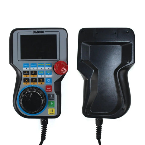3 4 5 Axis Standalone CNC Motion Offline Controller With Handwheel 24V DC E Stop Hand Control front and back view