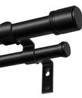 Heavy Duty Telescoping Double Curtain Rod For Windows 72 To 144 Inches, 1 Inch Diameter, Adjustable Drapery Rod Set in black