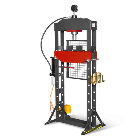 Built Tough 20 Ton H Frame Shop Press With Air And Hydraulic Power, Fully Welded Steel Frame, Safety Guard, Foot Pedal Control, And Movable Ram Head For Easy, Precise Pressing HSP20 front view