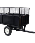 Beefed Up 2 In 1 Dumping System ATV Trailer Steel Dump Cart Heavy Duty Tow Behind Cart For Tractors ATV UTV Lawn Mowers Black