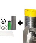 Smooth Wall Chimney Liner Insert Kit, 8 Foot By 15 Foot Flexible Stainless Steel Flue Pipe With Premium Quilted Blanket Insulation components.